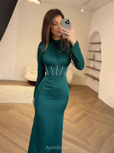 Satin Long Sleeve Ruched Tie-Waist Maxi Dress